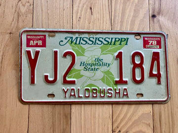 1978 Mississippi Yalobusha County License Plate