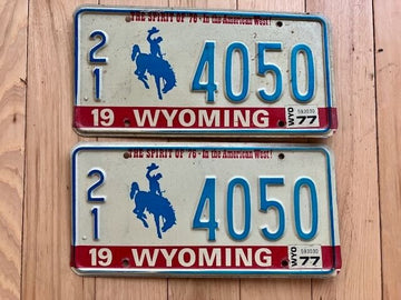 Pair of 1977 Wyoming License Plates