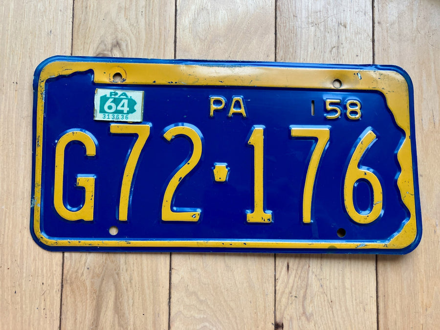 1958 Pennsylvania License Plate W/ 1964 Tab