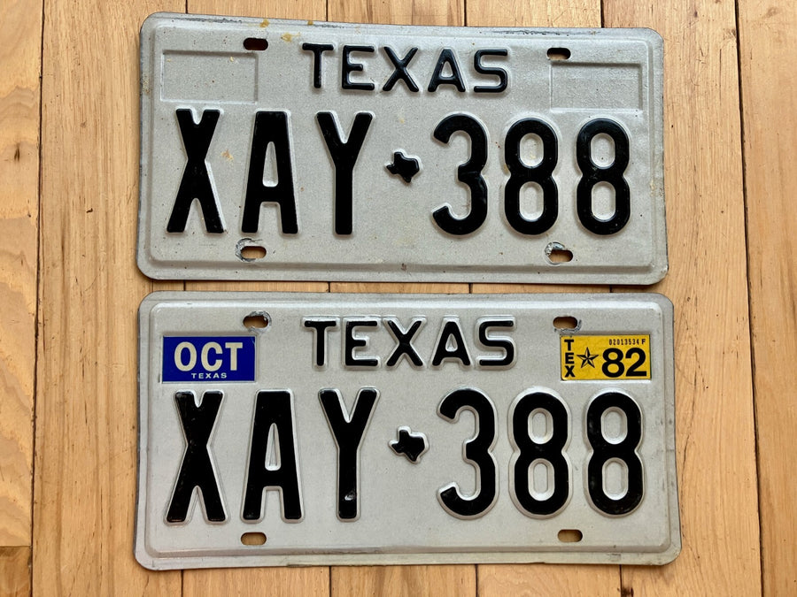 Pair of 1982 Texas License Plates - Check With DMV For YOM