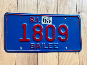 1965 Rhode Island Bailee License Plate