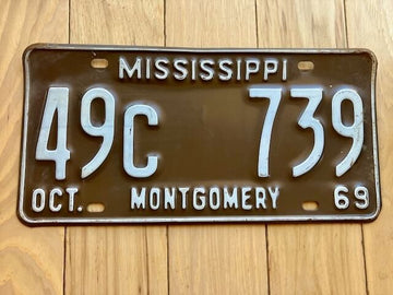 1969 Mississippi Montgomery County License Plate