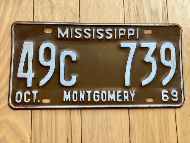 1969 Mississippi Montgomery County License Plate