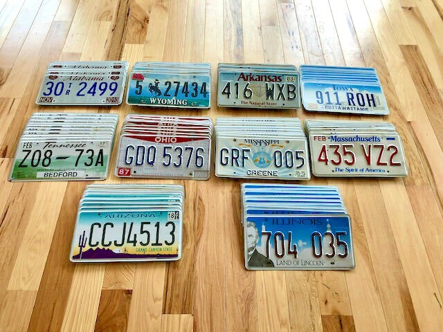 Bulk Lot of 100 License Plates- 10 of Each State in Craft Condition