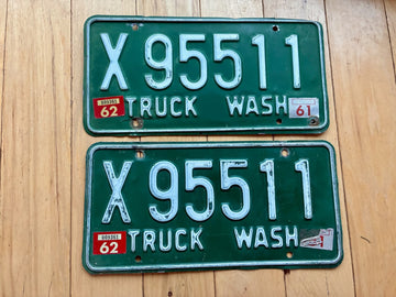 1961 1962 Pair of Washington State Truck License Plates