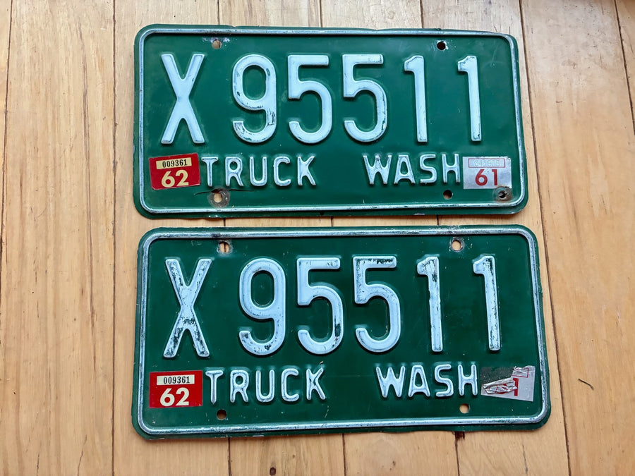 1961 1962 Pair of Washington State Truck License Plates
