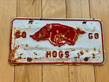 1960s Arkansas Go Hogs Booster Plate