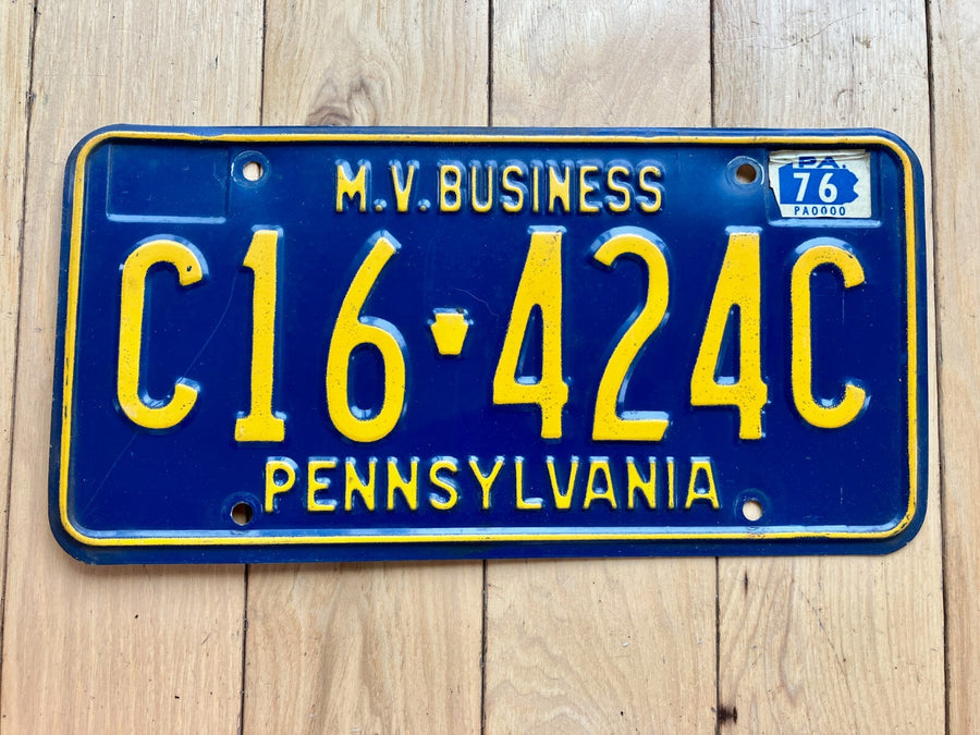 1976 Pennsylvania M.V. Business License Plate