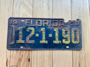 1938 Florida License Plate