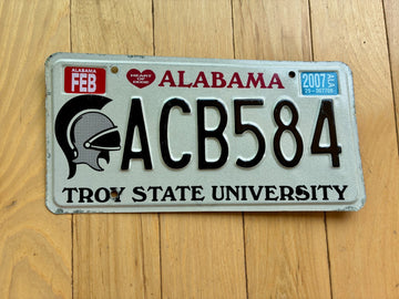 2007 Alabama Troy State University License Plate