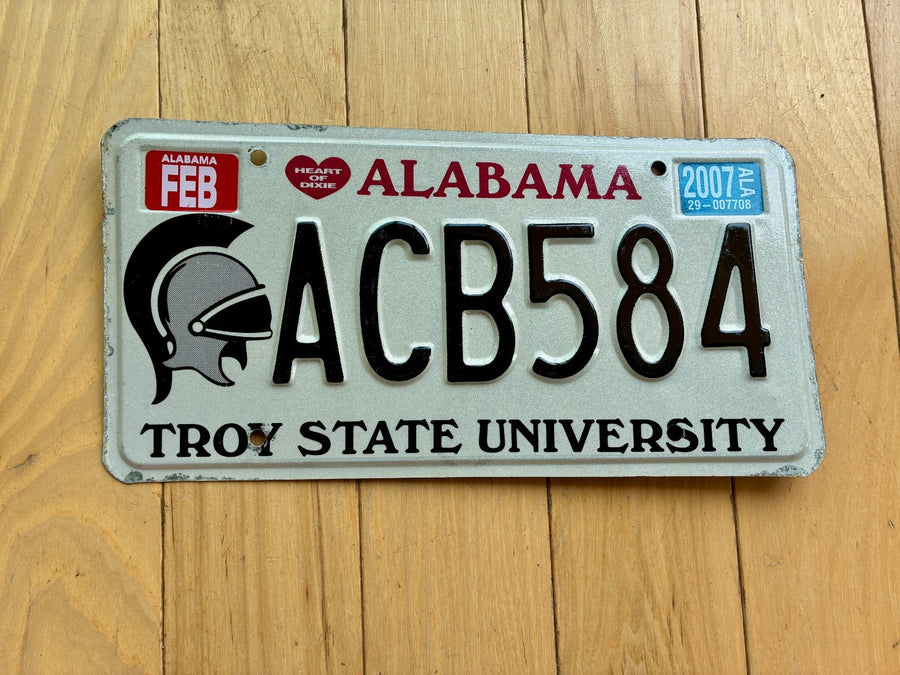 2007 Alabama Troy State University License Plate