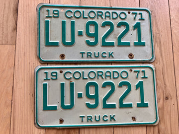 Pair of 1971 Colorado Truck License Plates