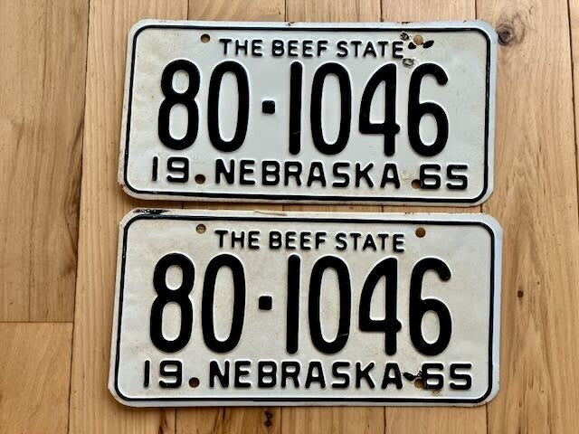 Pair of 1965 Nebraska License Plates