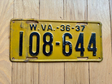 1937 West Virginia License Plate