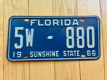1966 Florida License Plate - Numbers YOM Clear