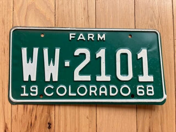 1968 Colorado Farm License Plate