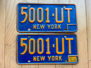 Pair of 1967 New York License Plates