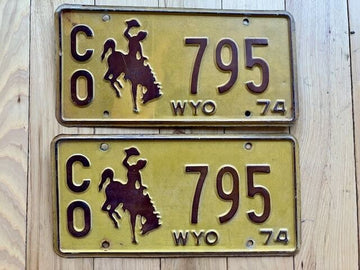 Pair of 1974 Wyoming License Plates