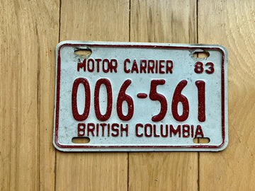 1983 British Columbia Motor Carrier License Plate