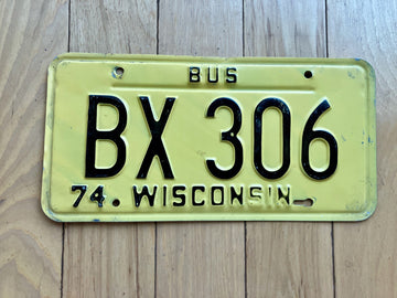 1974 Wisconsin Bus License Plate
