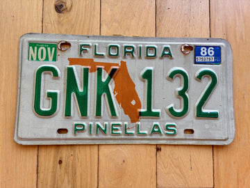 1986 Florida Pinellas License Plate