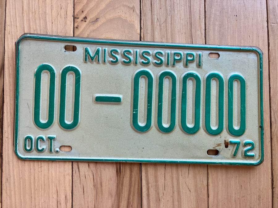 1972 Mississippi Sample License Plate
