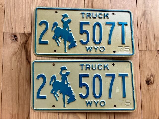 Pair of 1975 Wyoming Truck License Plates
