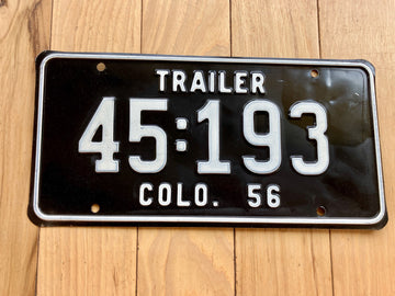 1956 Colorado State Trailer License Plate