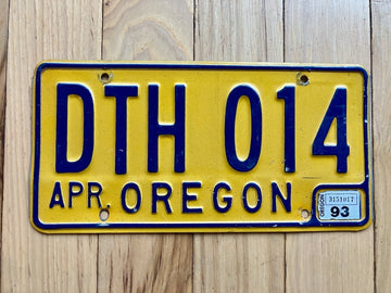 1993 Oregon License Plate