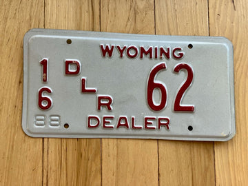 1988 Wyoming Dealer License Plate - Low Number