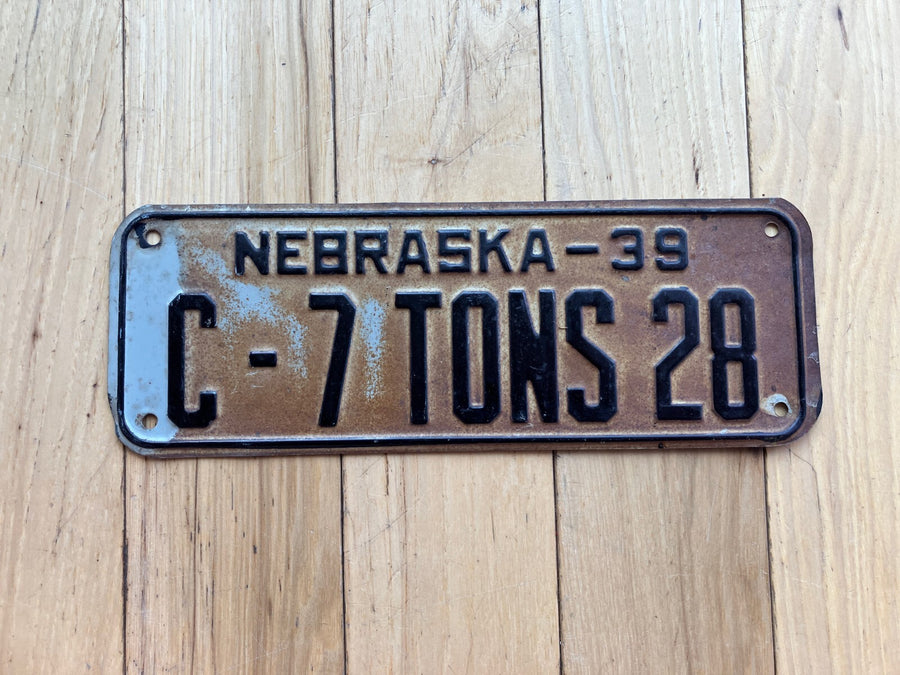 1939 Nebraska 7 Ton License Plate