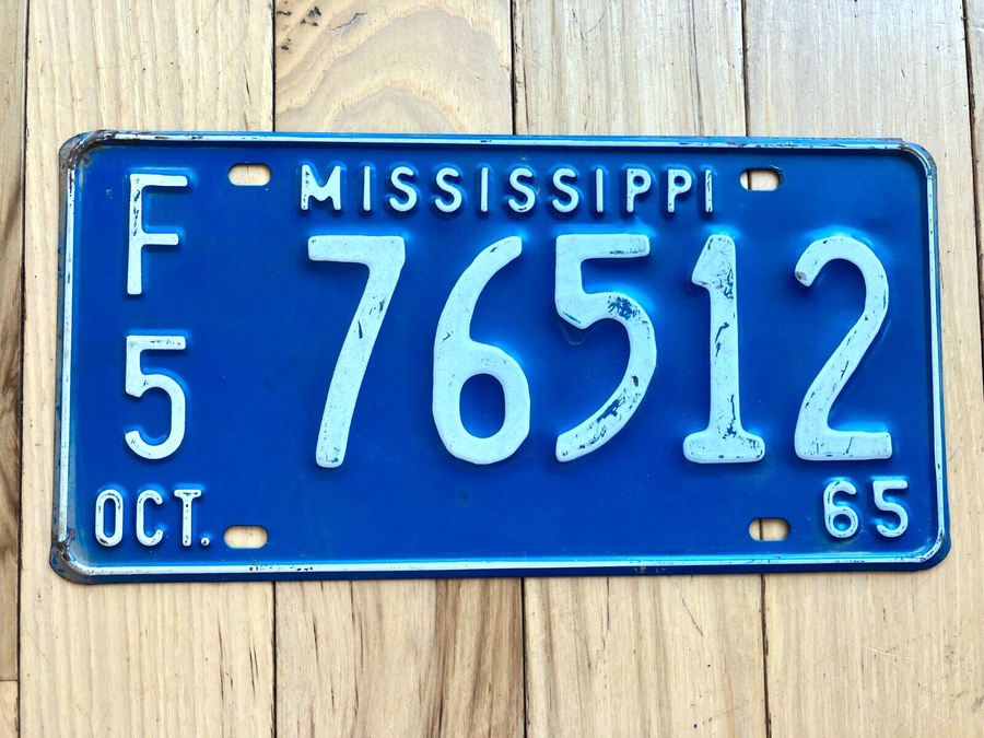 1965 Mississippi F5 License Plate
