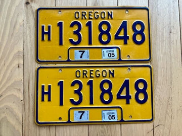 Pair of 2005 Oregon Motor Home License Plates