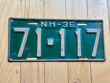 1936 New Hampshire License Plate - Palindrome