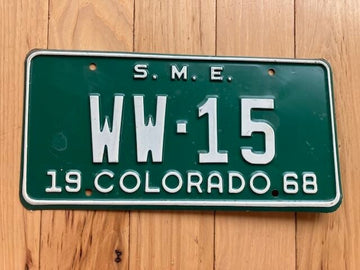 1968 Colorado Special Mobile Equipment S.M.E License Plate