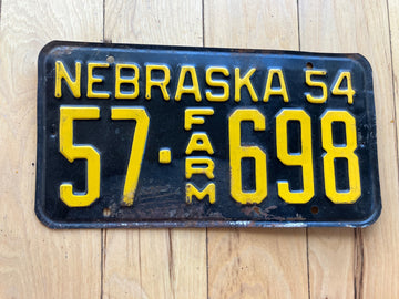 1954 Nebraska Farm License Plate