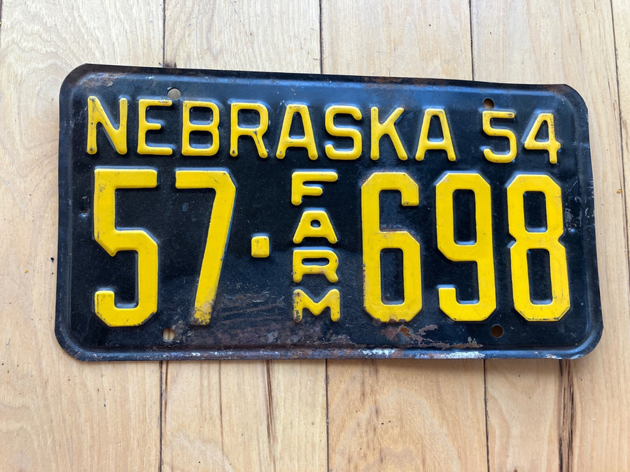 1954 Nebraska Farm License Plate