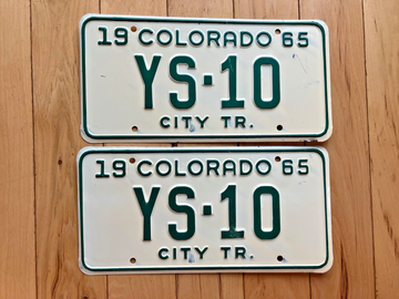 Pair of 1965 Colorado City Tractor License Plates