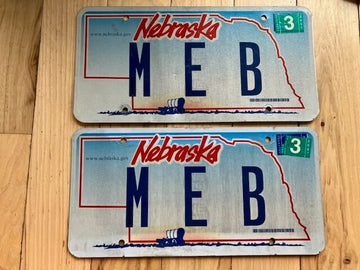 2007 Nebraska Pair of Vanity License Plates - M E B