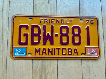 1976 1981 1982 Manitoba License Plate