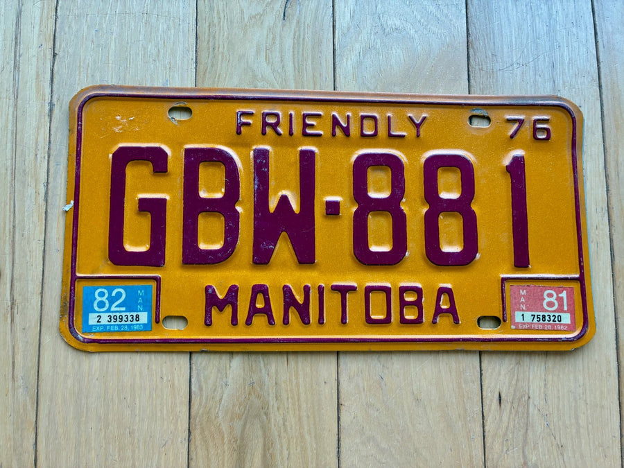 1976 1981 1982 Manitoba License Plate