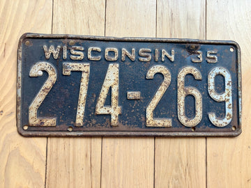 1935 Wisconsin License Plate
