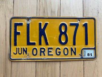 1981 Oregon License Plate