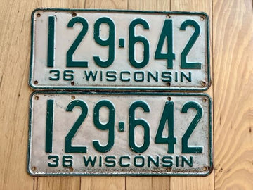 Pair of 1936 Wisconsin License Plates