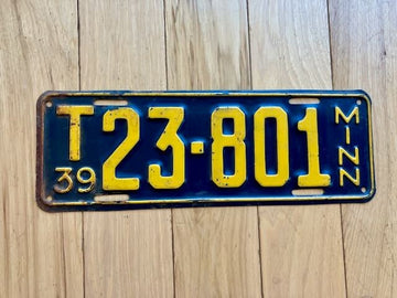 1939 Minnesota Farm Truck License Plate