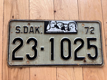 1972 South Dakota License Plate