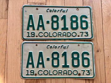 Pair of 1973 Colorado License Plates