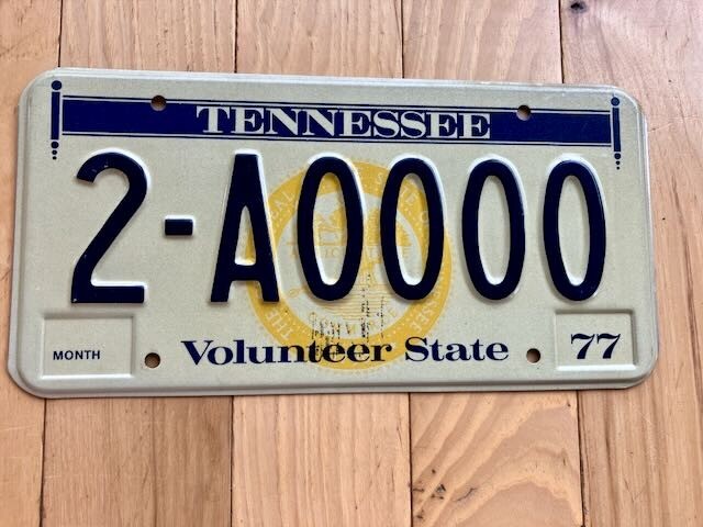 1977 Tennessee Sample License Plate