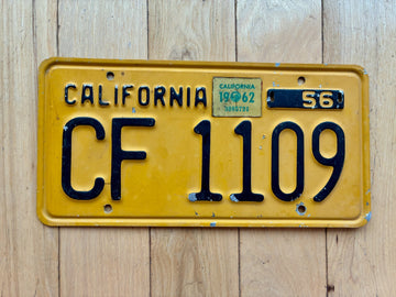 1956 California Commercial Trailer License Plate W/ 1962 Tab