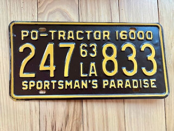 1963 Louisiana Tractor License Plate